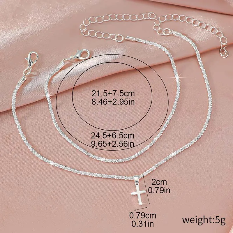 Einfaches Temperament funkelnde Fuß kette für Frauen Böhmen Kreuz Herz Anhänger verstellbare Kette Fußkettchen Nische Design Schmuck Geschenke – Detail 19
