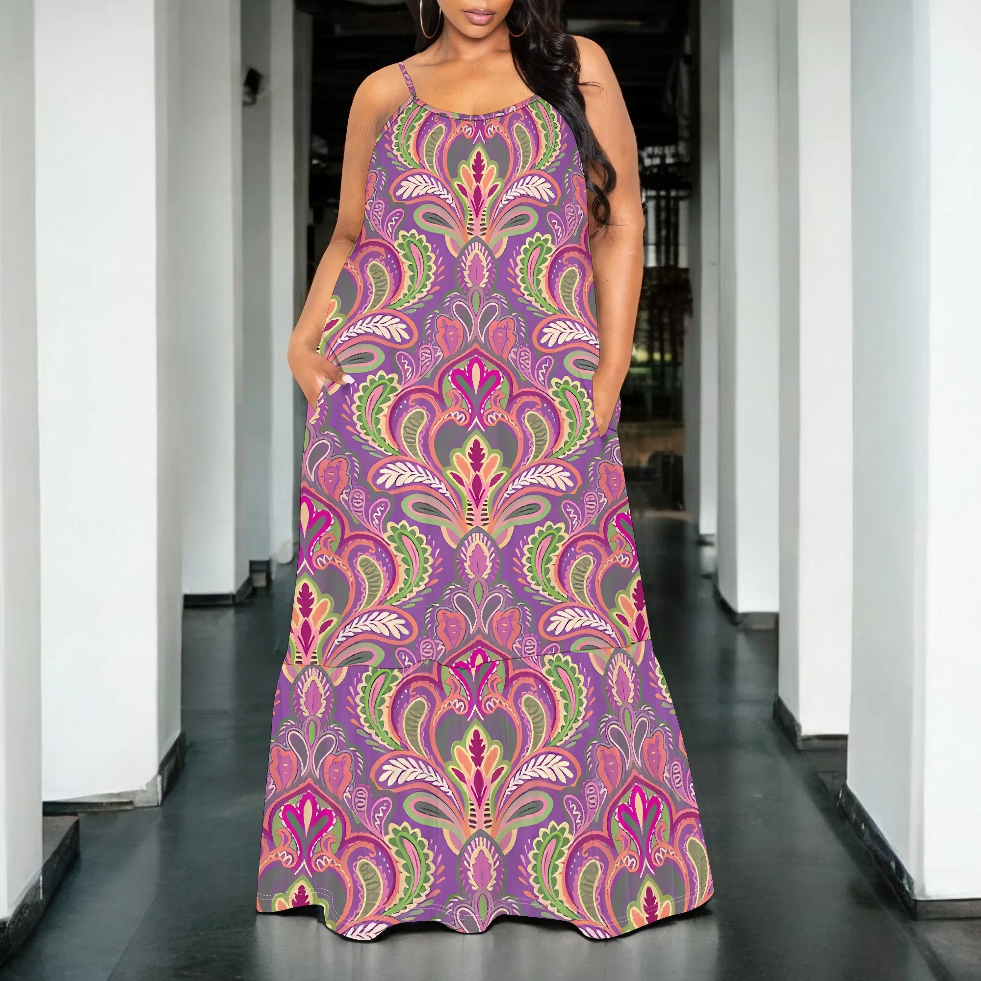 

Floral Print Off-Shoulder Maxi Dress for Women