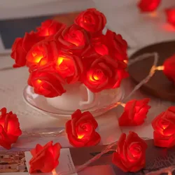 2M 1OLEDs Lights Rose Flower Fairy LED Light String Festoon Garland Lamp for Christmas Wedding Party Valentine Room Decoration