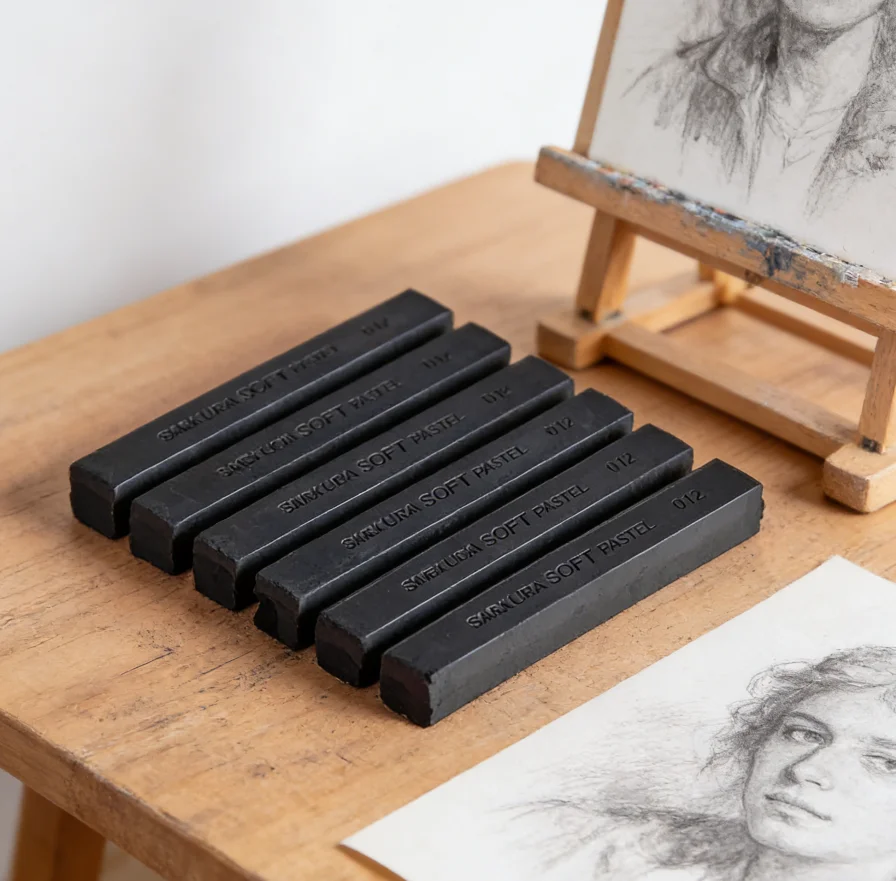 6pcs Soft Pastel Squares Chalk Professional Soft Chalk Stick For Drawing Sketching Black and White Painting Pastels Art Supplies