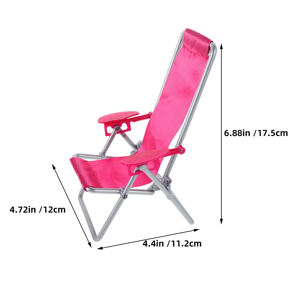 2 قطعة كرسي شاطئ مصغر وردي قابل للطي أثاث بيت الدمى البلاستيكي للحرف اليدوية كعكة القبعات العالية مكتب الحلي خفيفة الوزن صغيرة #2