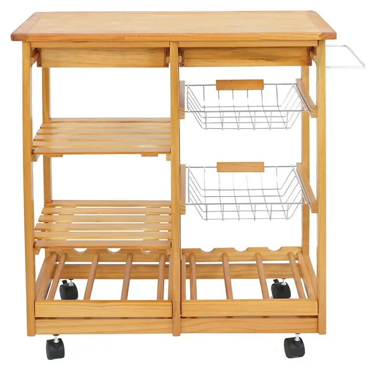 Expand Kitchen Space Highly Functional Wooden Serving Trolley