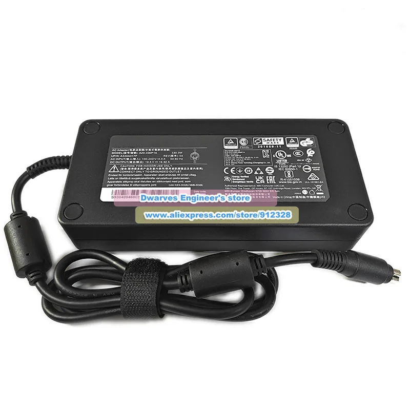 New Genuine 4-Hole Chicony A20-330P1A Ac Power Adapter 19.5V 16.92A A330A017P for MSI Gaming Laptop Charger