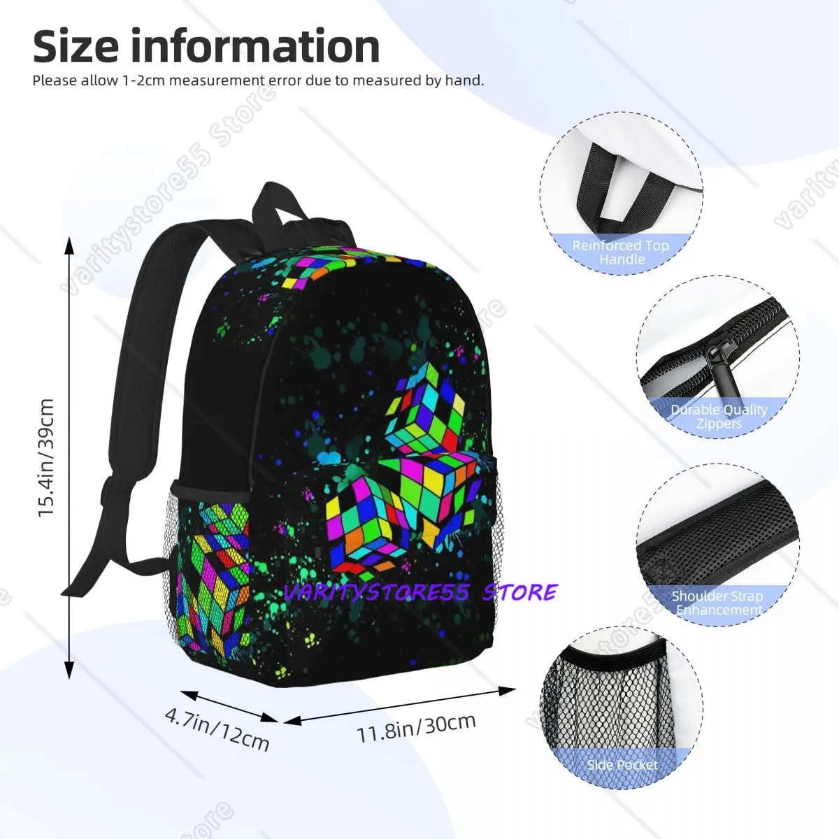 Rubiks Rubics Backpack Student Boys Girls BookBag Children School Bag Laptop Shoulder Bags for Men Women