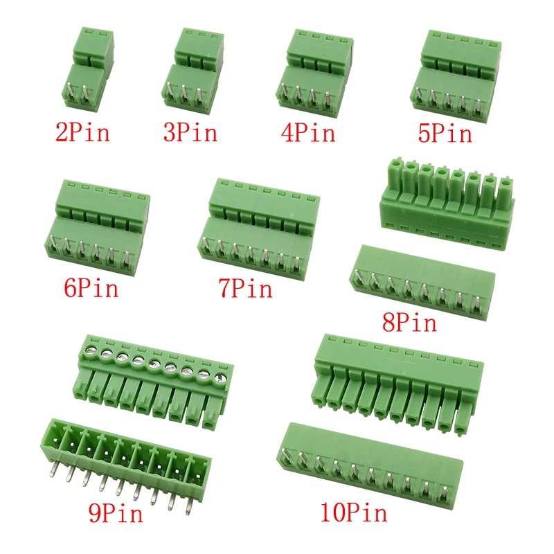 5Pairs 15EDG 3.81mm Pitch PCB Screw Terminals Block 2/3/4/5/6/7/8/9/10P/12 Pin Connector Right Angle Male Female Plug Pin Header