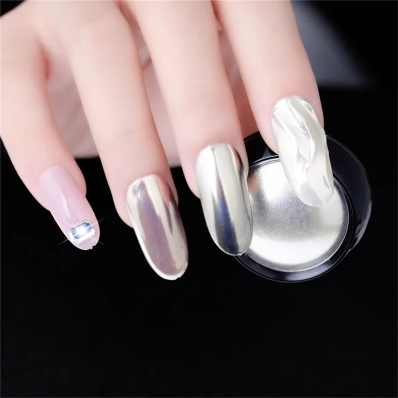 Silver Holographic Solid Nails Glitter Pigment Powder Gel Polish DIY Nail Art Decoration Accessories Supplies For Professionals