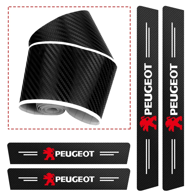 

Car door sill carbon fiber anti-collision sticker suitable for Peugeot 206 207 307 407 408 4008 308 RCZ 2008 208auto parts tools
