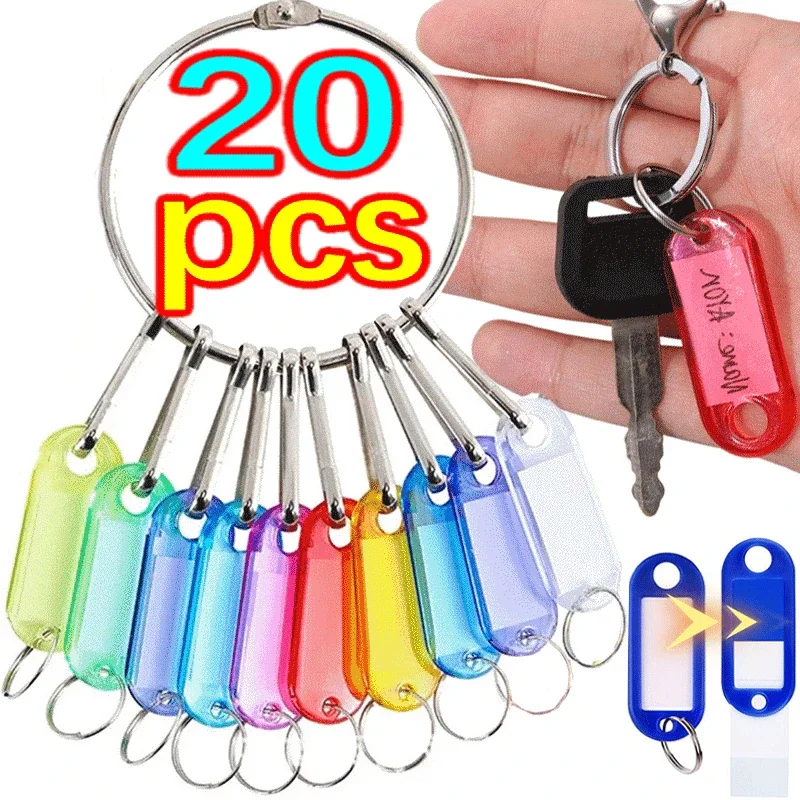 5-20PCS Colorful Plastic Keychain Key Tags Label Numbered Name Baggage Tag ID Label Name Tags With Split Ring