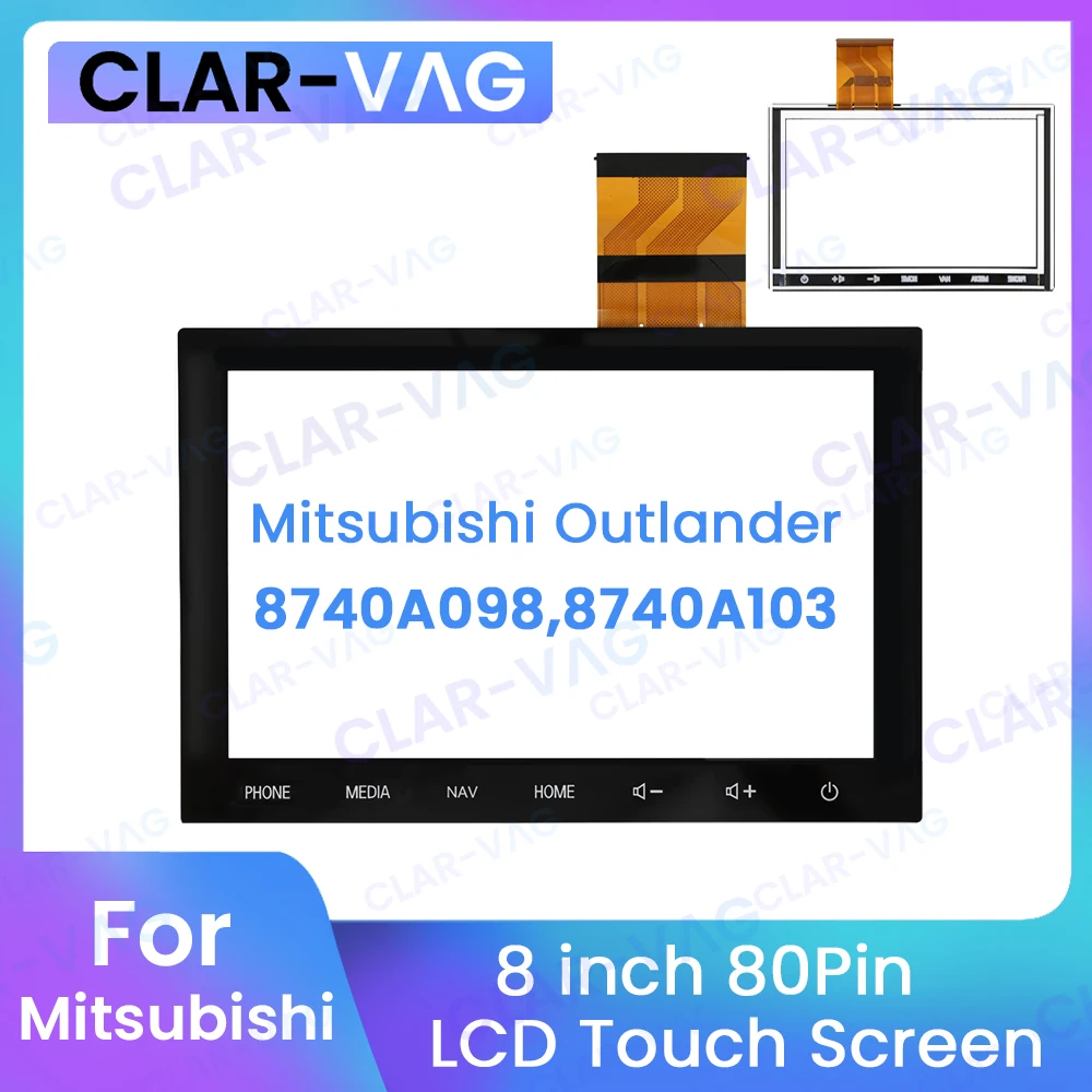 Touch Screen digitalizador para Mitsubishi Outlander 2019-2022, 8 em, MK3, SAT, NAV, 8740A098, 8740A103, leitor de DVD, navegação GPS