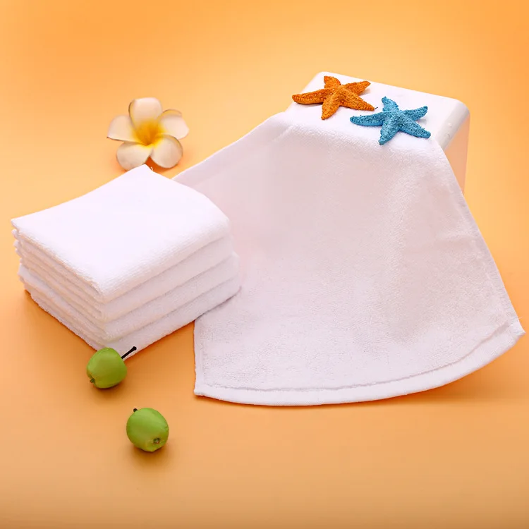 5pcs Small square towel pure cotton kindergarten white square towel foot therapy Hotel Hotel napkin small towel towels bathroom