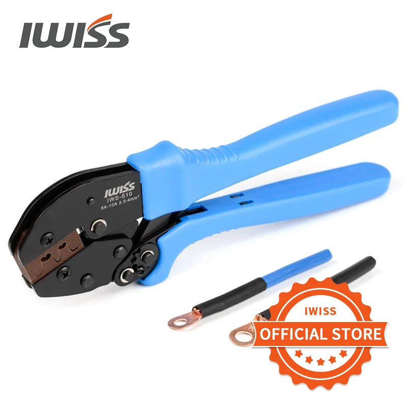 IWISS IWS-510 Battery Lugs and Open Barrel Connectors Crimping Tools works with Wire AWG 14-11 Hand Crimper Plier