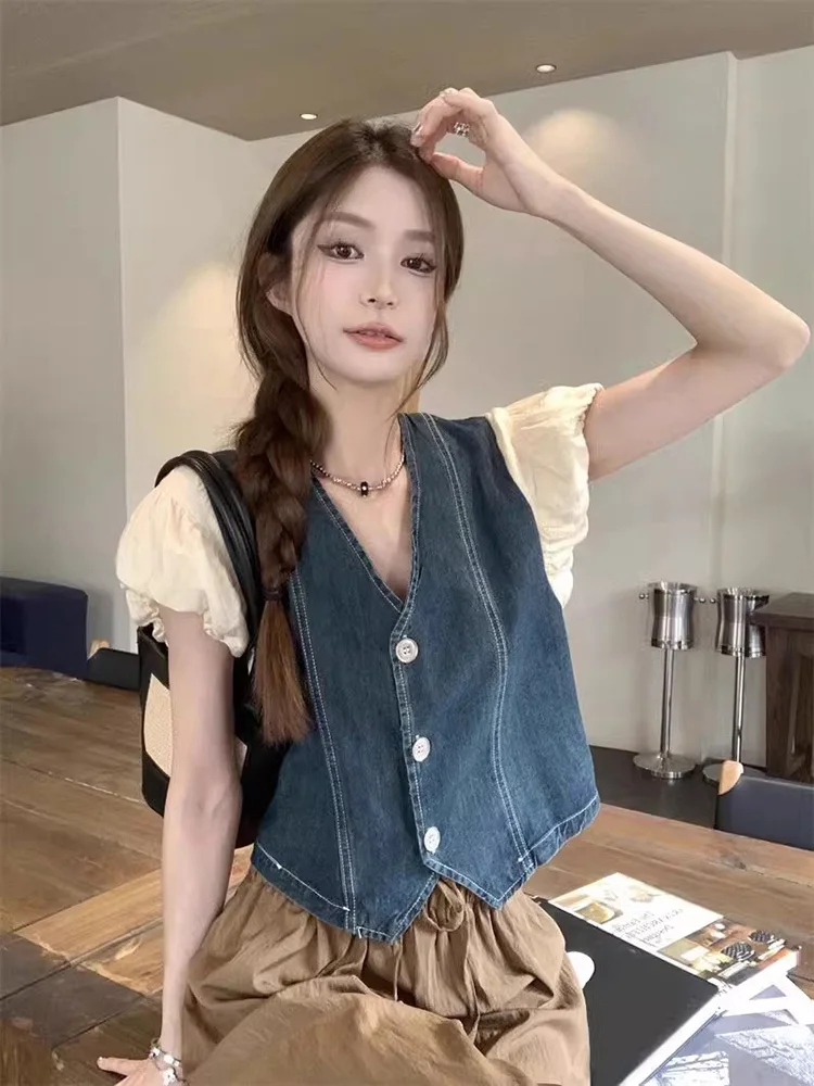 

Denim Coats Unisex Womens Summer Canvas Hollowed Out Open-Front Minimalist Beachwear Matching Lightweight Sashes Pocketed Jacket