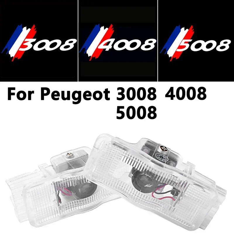 

2Pcs LED for Peugeot 3008 4008 5008 Car Door Welcome Lights Logo Projector Ghost Shadow Lamp Courtesy Laser Light Accessories