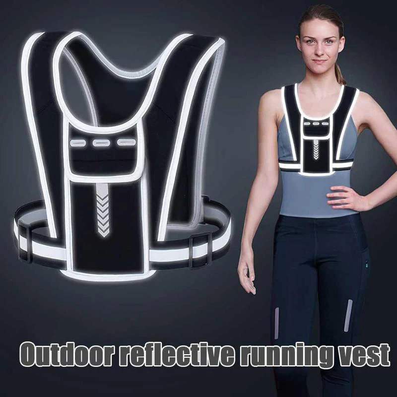 Running Backpack Reflective Vest Package Multifunctional Sports Phone Chest Pack Lightweight for Outdoor Sports Cycling Climbing
