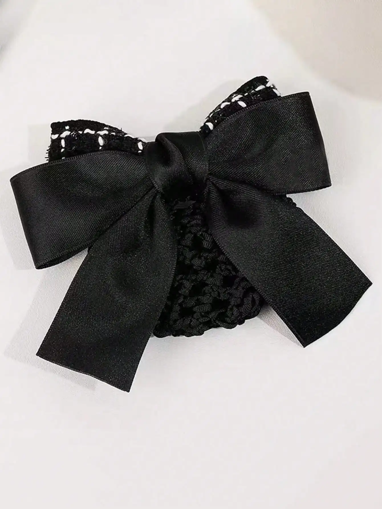 Pinza para el cabello con resorte de red gruesa de malla con lazo de doble capa para peinar el cabello en la parte posterior de la cabeza; 1 pieza