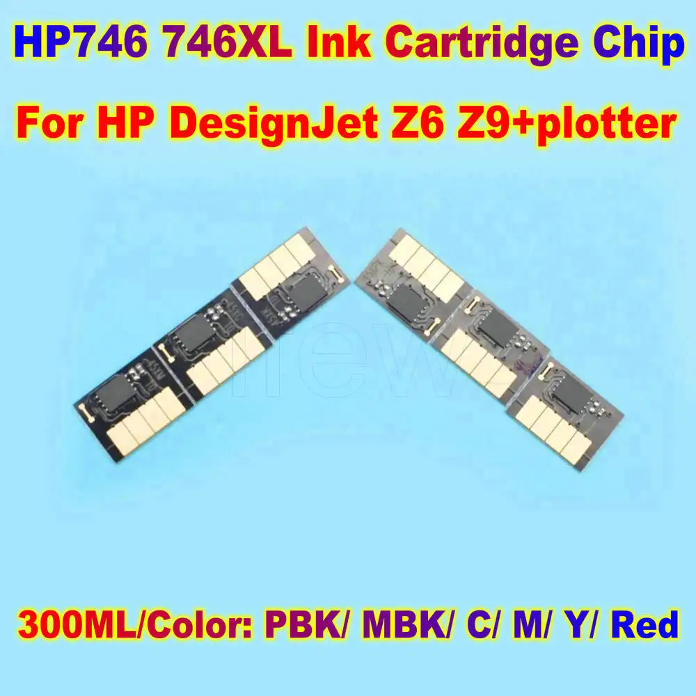 Chip de cartucho de tinta para impresora HP DesignJet Z6 Z9 + 746XL, cartucho de tinta de gran formato, Compatible con Plotters, volumen de 300ML, HP746