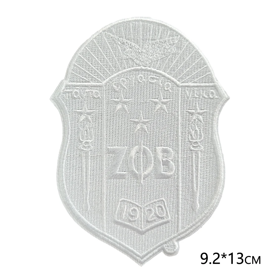 3-5 Inch Blue/White Zeta Phi Beta Sorority 1920 Iron-On Greek Sorority Badges patches Factory Direct Embroidery Patch
