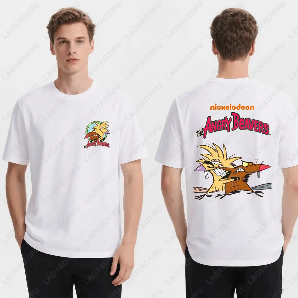 The Angry Beavers Retro Nickelodeon TShirt Cotton Unisex Round-neck Tee 90s Nostalgic Humor Graphic Global Option Men Women