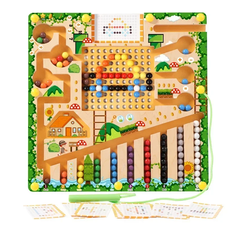 Montessori Puzzel Speelgoed Doolhofbord Leren Kleur Tellen Nummer Classificatie Houten Educatief Speelgoed Sorteerspellen Kindercadeaus