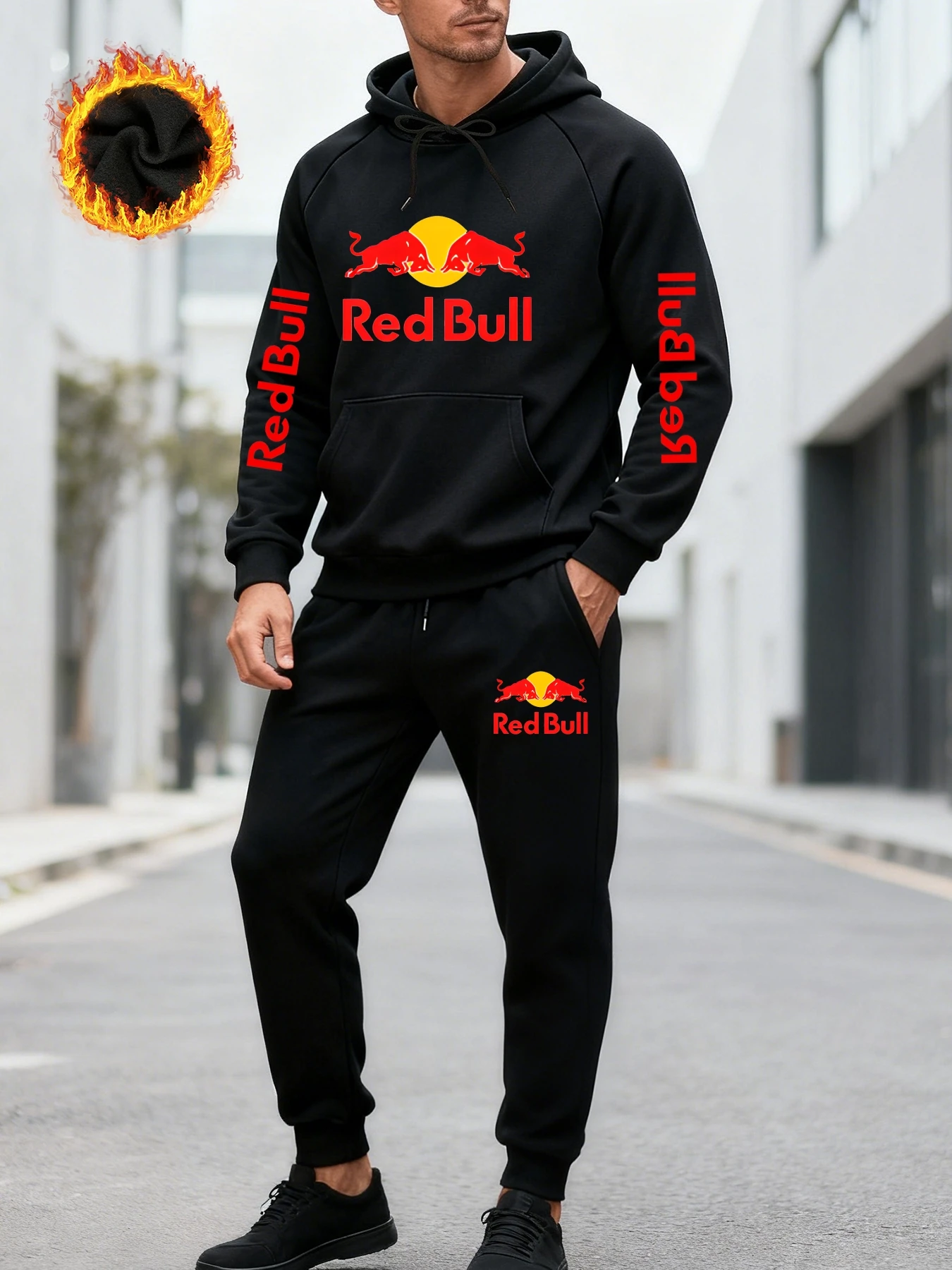 

Red Bull Autumn Winter Men's Hoodie Sweatshirt Sporty Casual Basketball Gymwear Upper Apparel Warmth Comfort Fit Hooded