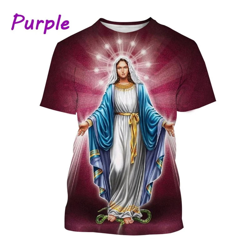 3D Blessed Virgin Mary Printing T Shirt For Men Fashion Christian Mother Of God Graphic T-shirts Unisex Harajuku Tee Shirts Tops