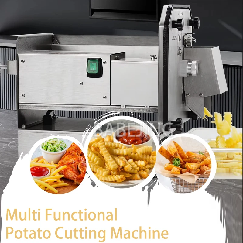 Electric Stainless Steel Potato Machine with Wolf Teeth Wave Fry Fully Automatic Commercial Potato Cutter
