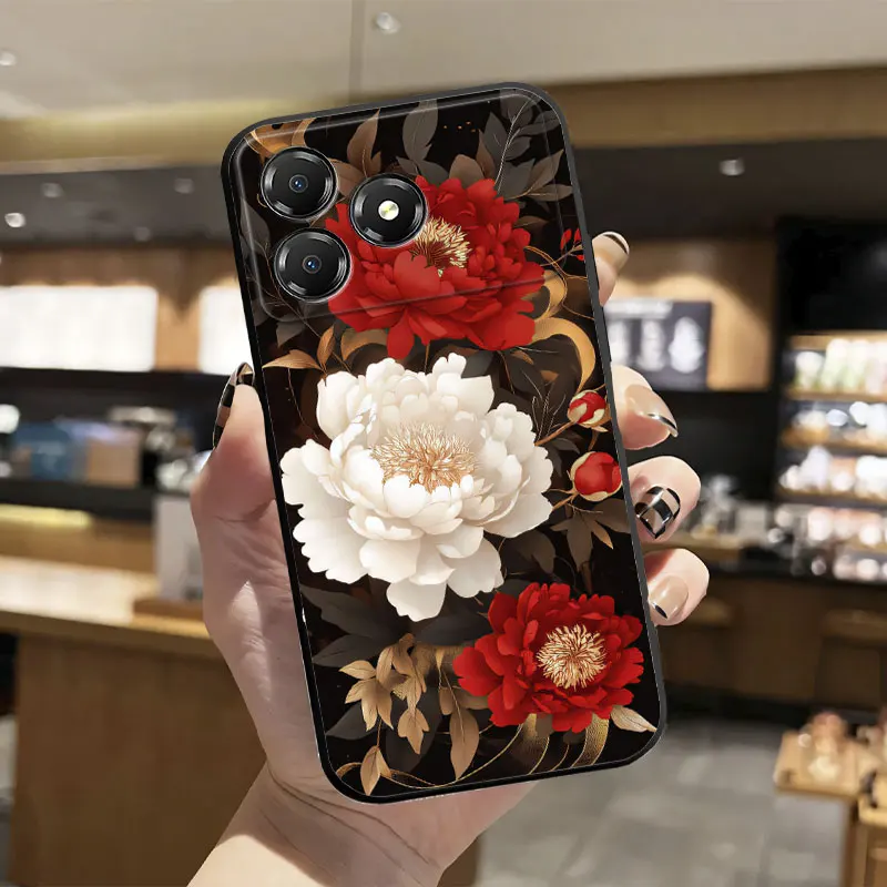 Phone Case For ZTE Blade A36 /ZTE A56 Case Soft Silicone Protect Cover For  ZTE Blade A76 4G /ZTE A56 Pro Flower Print Black Case - AliExpress 202192403