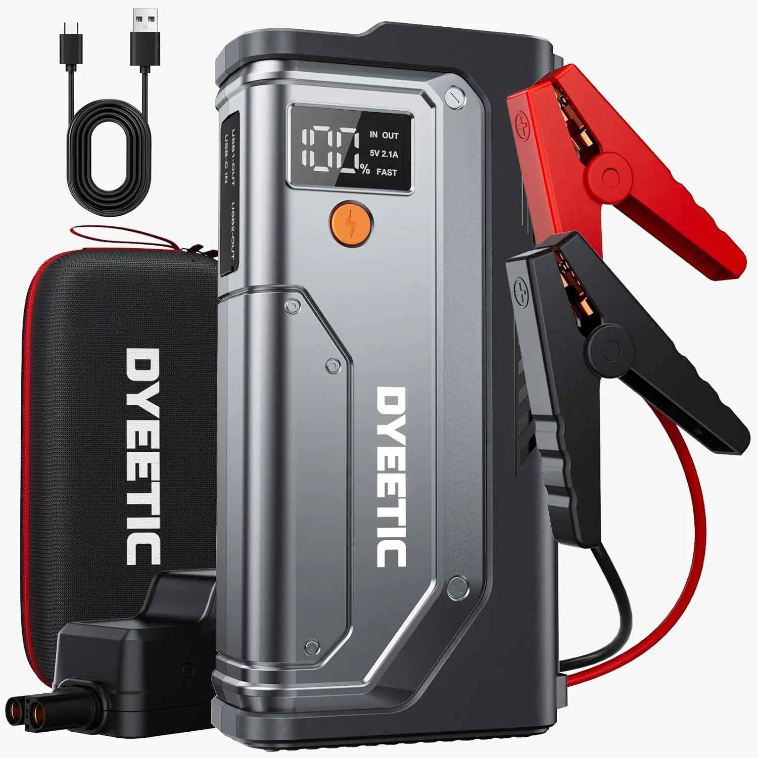 

5000A Jump Starter for 10L Gas & 8L Diesel Engines, Portable Battery Pack with Power Bank & LED Light