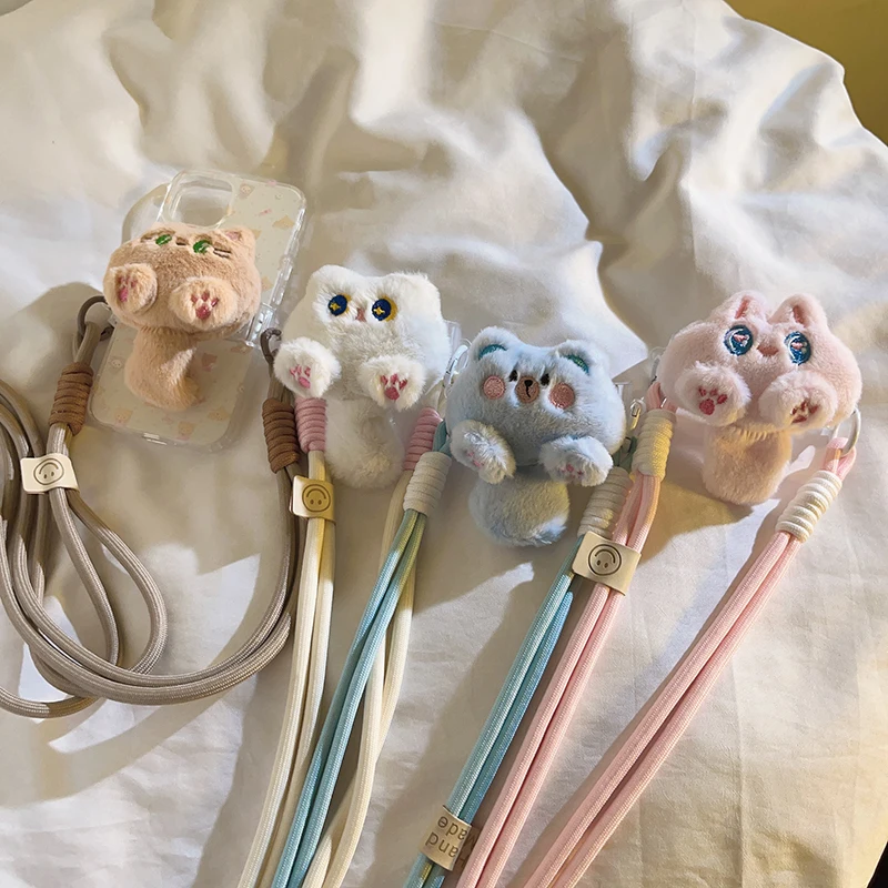 

Ручка и ремешок для телефона с милым плюшевым медведем — забавный мультяшный ремешок для девочек, боковой ремень/шейный ремешок, удобная переноска на открытом воздухе, подходит для всех чехлов