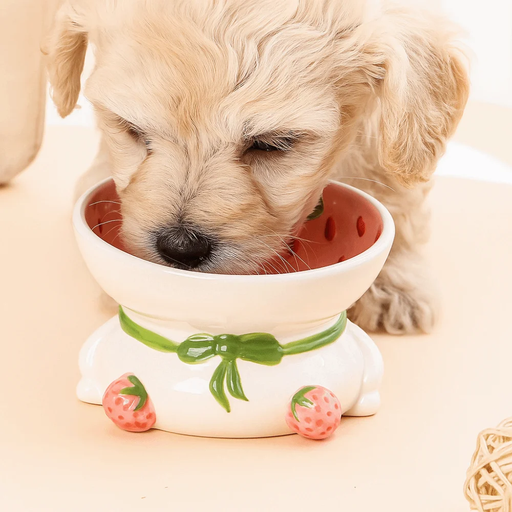 

Ceramic Fruit Shaped Cat Bowl Cute Cartoon Dog Food Feeding Basin Non-slip Large Capacity Pet High Foot Bowl Water Container