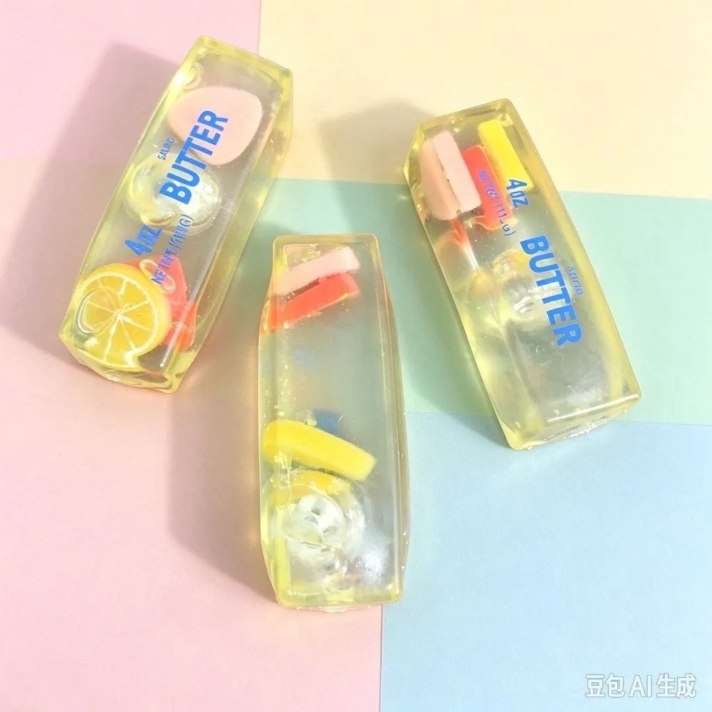 Prank Soft Butter Stick Squeeze Toy Slow Rebound Lights Up Butter Stick Squishy Toy Slow Rising Super Soft Fidget Toy Desk