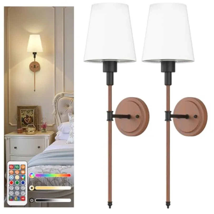 

Battery Operated Wall Sconce Set of 2 Wireless Wall Light Easy to Install 7 Color Rechargeable Wall Sconces Sconce Wall Decor S