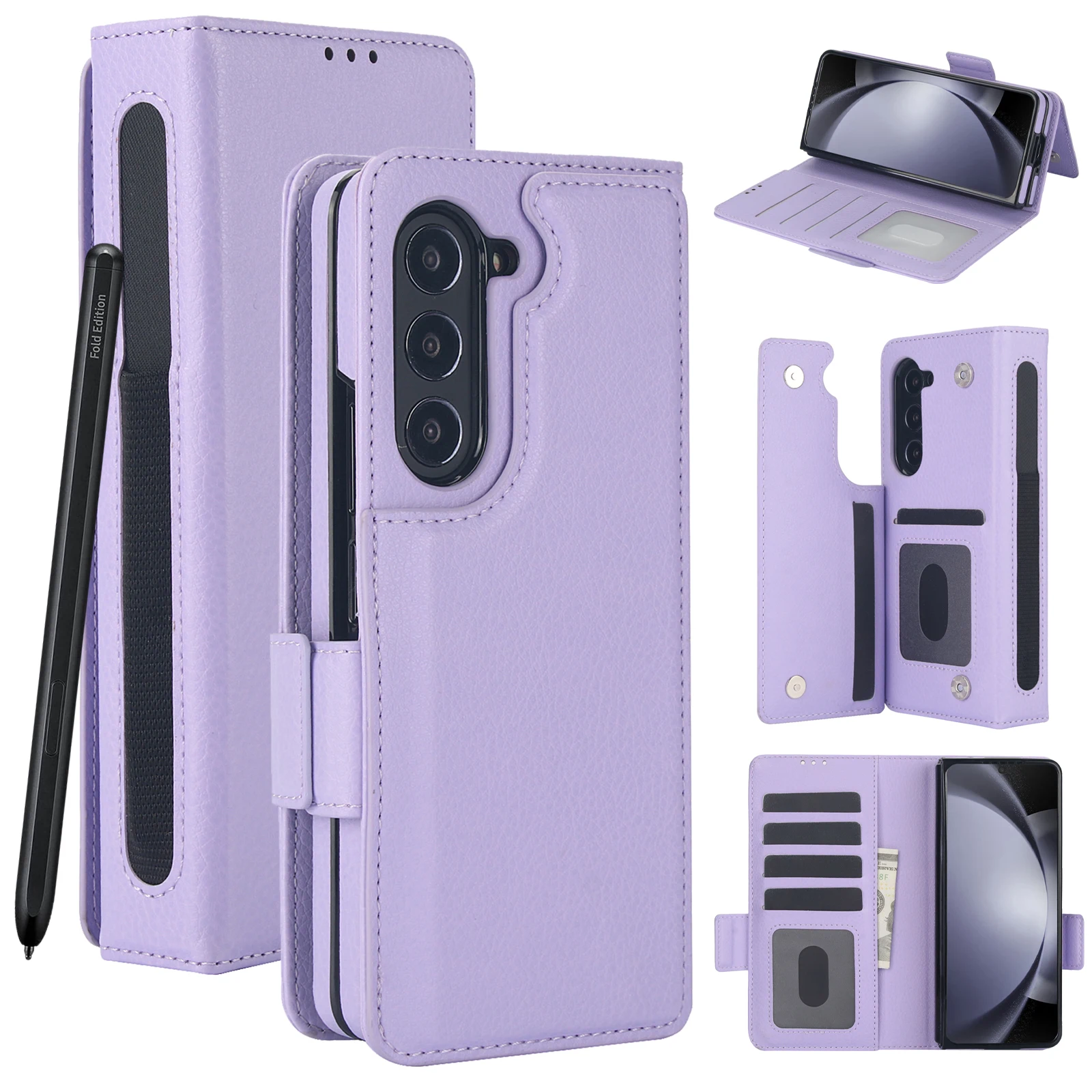 For Samsung Galaxy Z Fold 76 5 4 3Leather Wallet Card Slot Holder Phone Case with S Pen Slot Folding Protective Cover CHAOYIDIAN