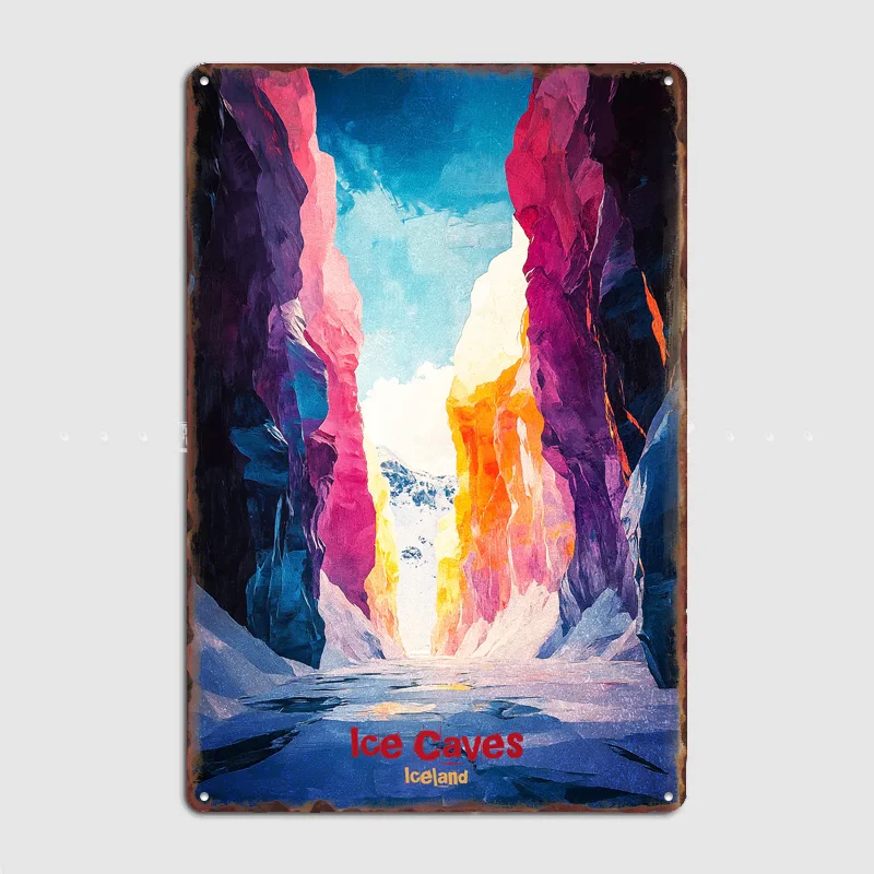 

Ice Caves Art Travel Scenery Sights Retro Poster Metal Sign Garage Club Indoor Room Wall Decor Custom Tin Home Decor