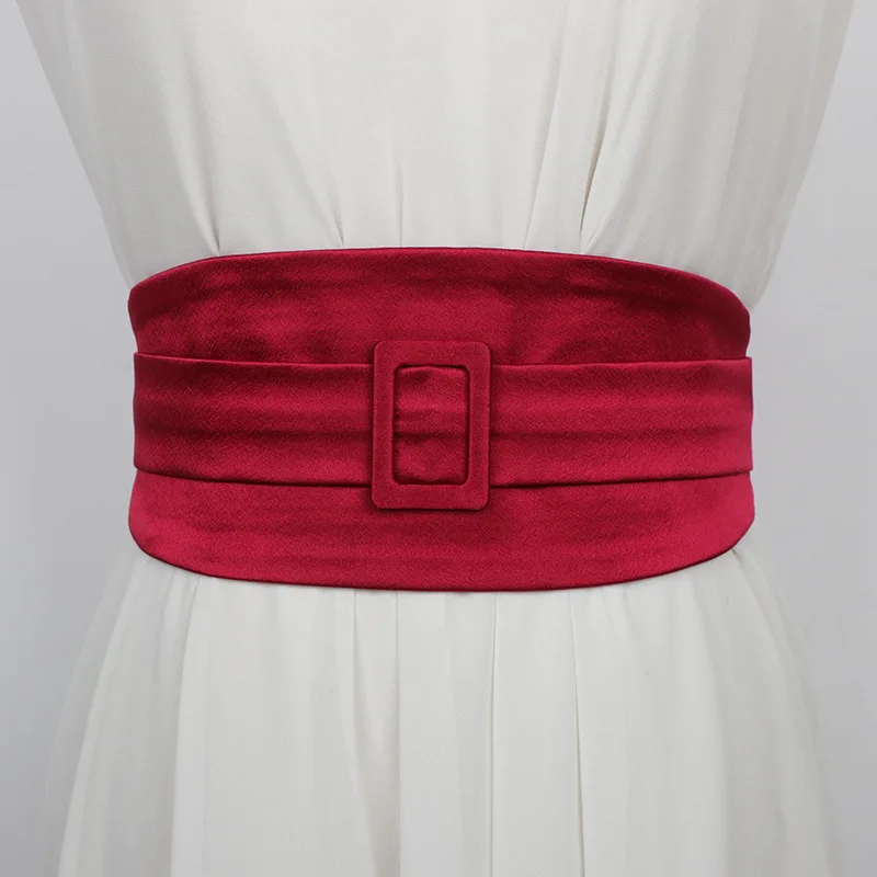 

Осенне-зимний атласный женский ремень, модная юбка, свитер, эластичные аксессуары, однотонный улучшенный простой ремень на талии