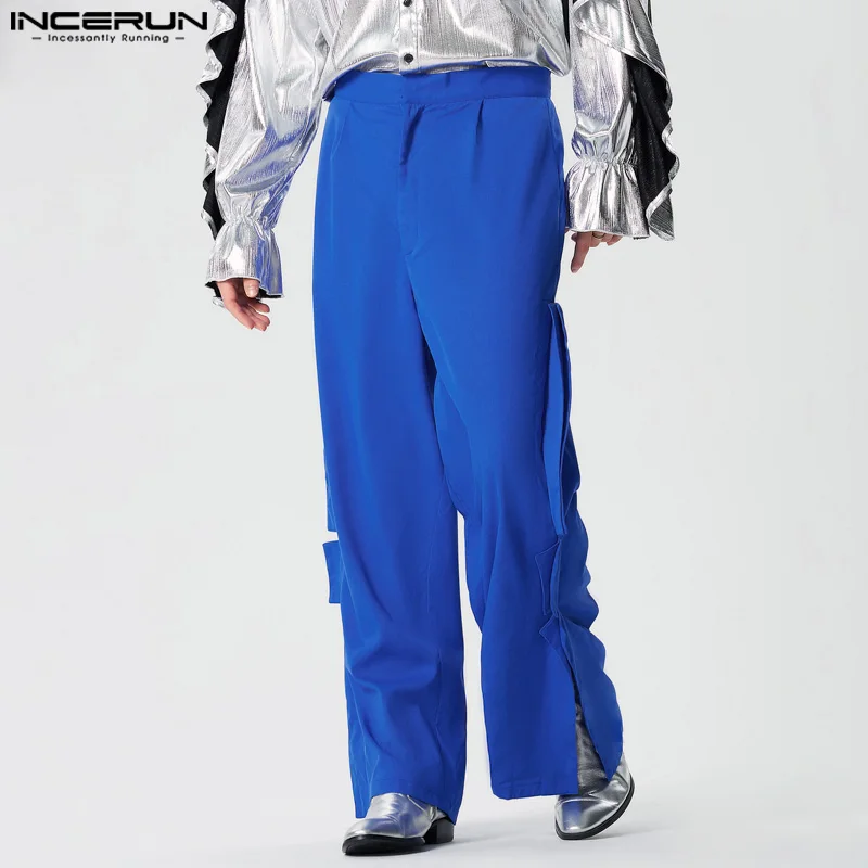 

INCERUN 2024 American Style Trousers Men's Personality Deconstruction Design Long Pants Casual Streetwear Solid Pantalons S-5XL