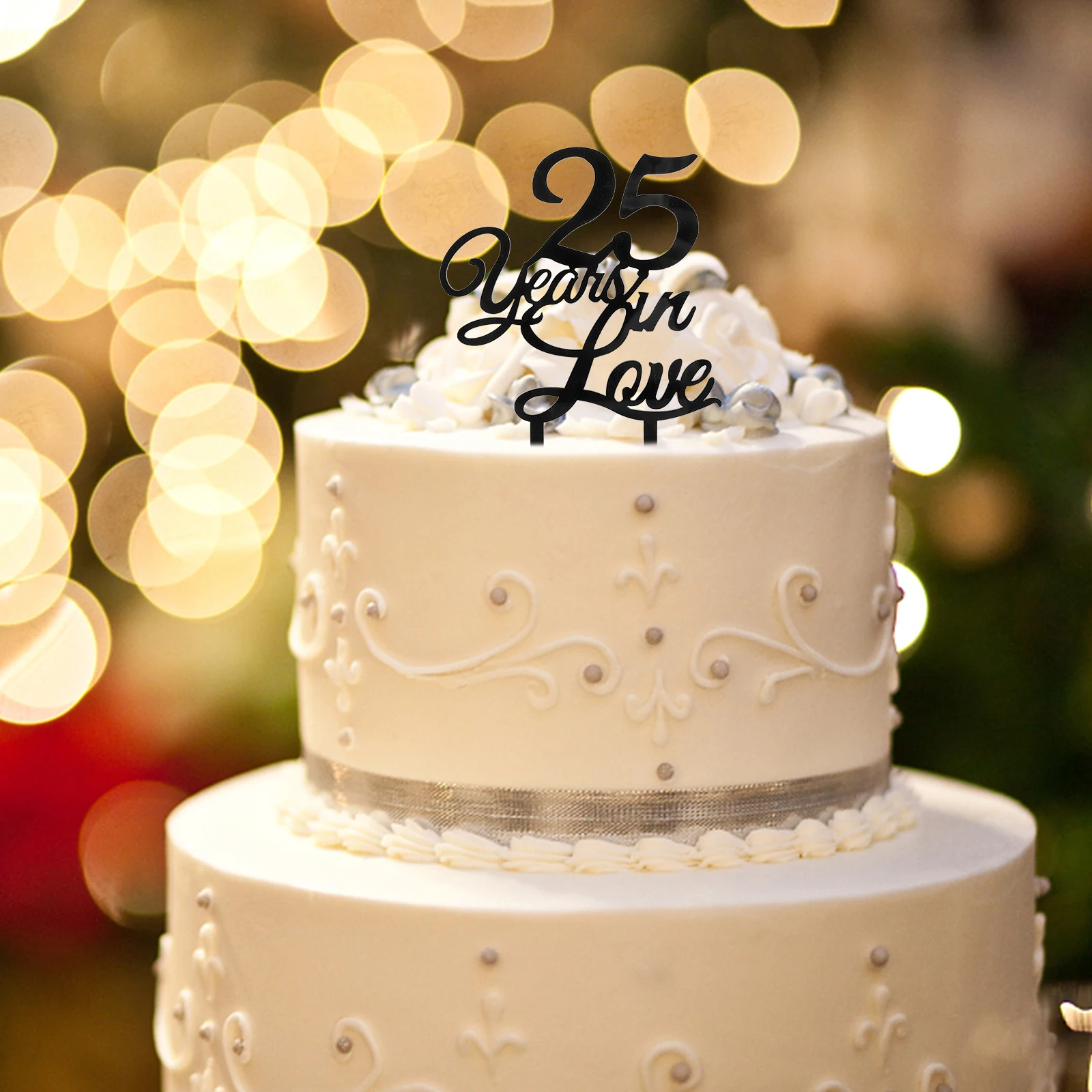 

25 Years Love Cake Topper Decorations Safe Easy Use Premium Material Wedding Engagement Birthday Party Anniversary