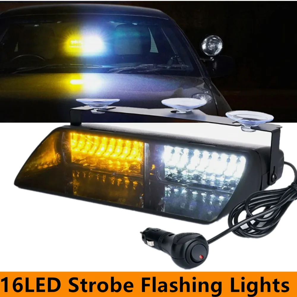

16LED High Intensity LED Emergency Hazard Warning Strobe Lights With Suction Cups 12V For Interior Roof/Dash/Windshield Lights