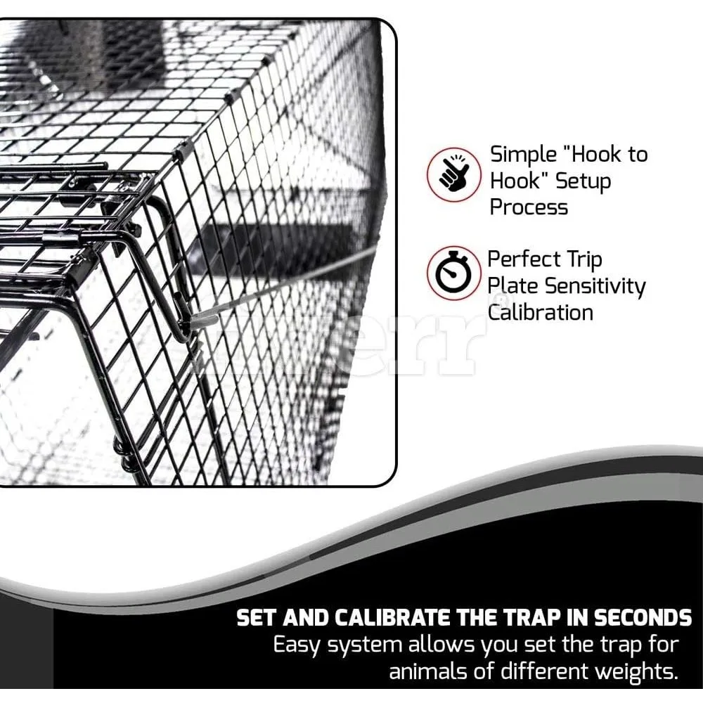مصيدة حيوانات بشرية قابلة للطي مقاس 50 بوصة - مصائد آمنة لجميع الحيوانات - الكلاب، الراكون، القطط، القهوة الأرضية، Opossums، ذئب البراري