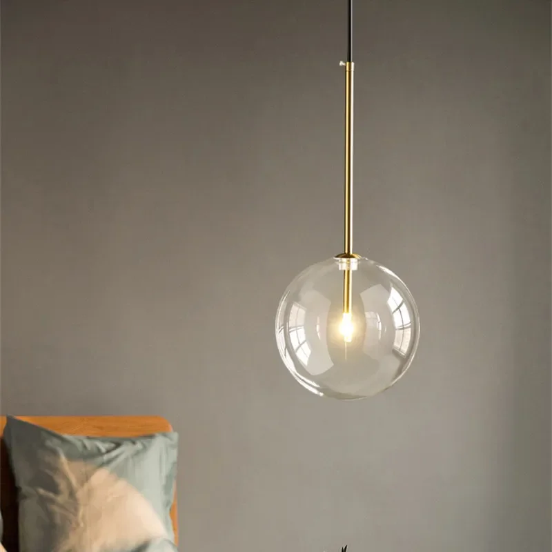 Clear Glass Globe G4 Led Pendant Lights Dining Room  Suspend Lamp Metal   Chandelier  Hanging   DropLight
