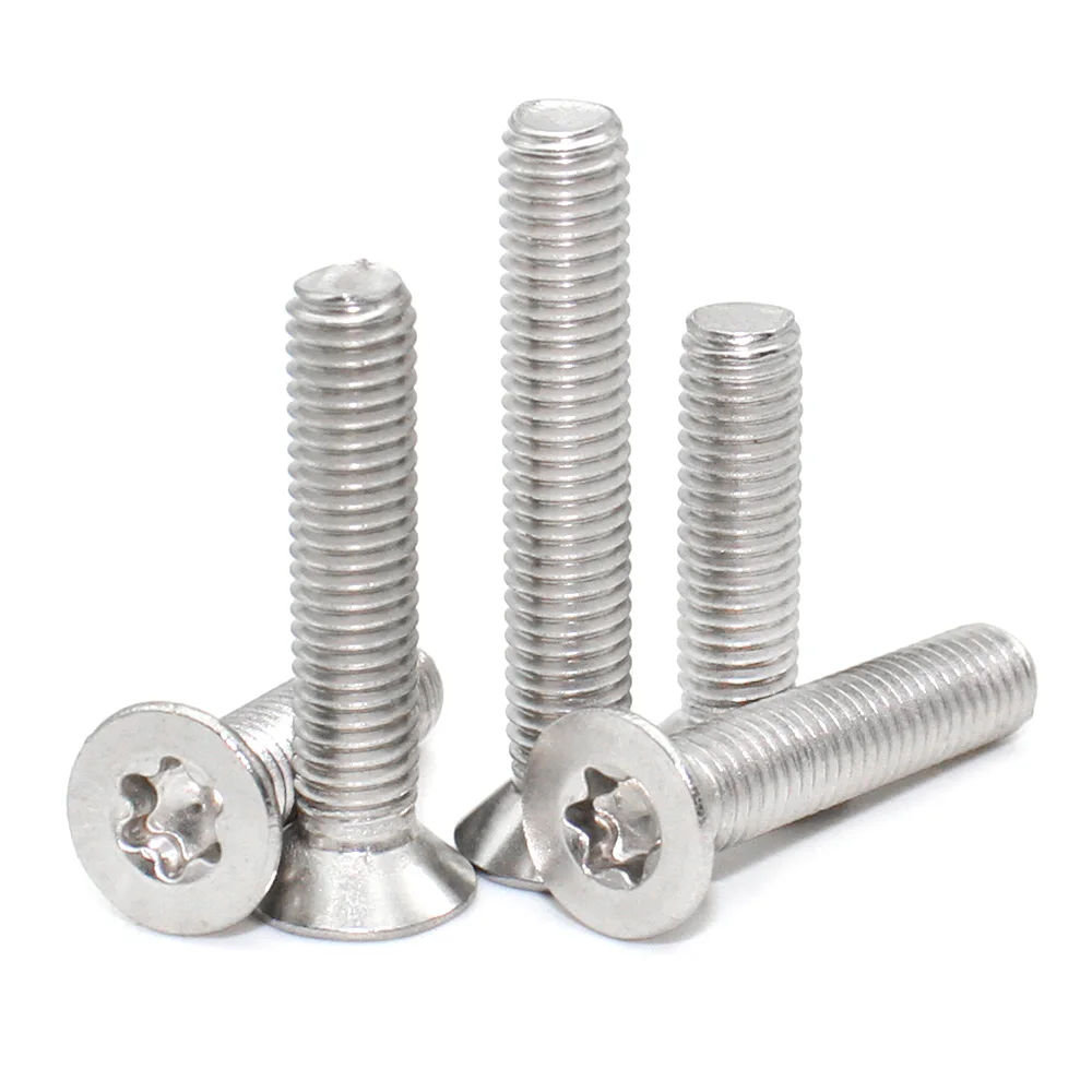 5-50Pcs M1.6 M2 M2.5 M3 M4 M5 M6 M8 CM 304 Stainless Steel Six-Lobe Torx Flat Countersunk Head Screw Bolt GB2673 Length=3-55mm