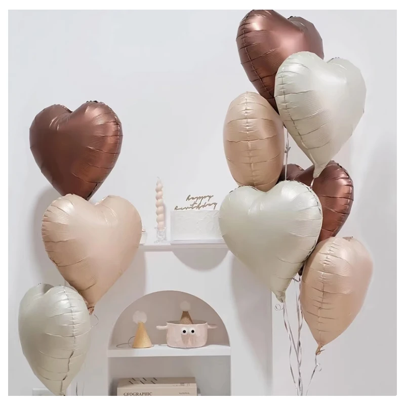 50pcs/lot Aluminum foil balloon custom 18 inch chocolat,caramel  heart pentagram round ,Natural colour ,party wedding decoration