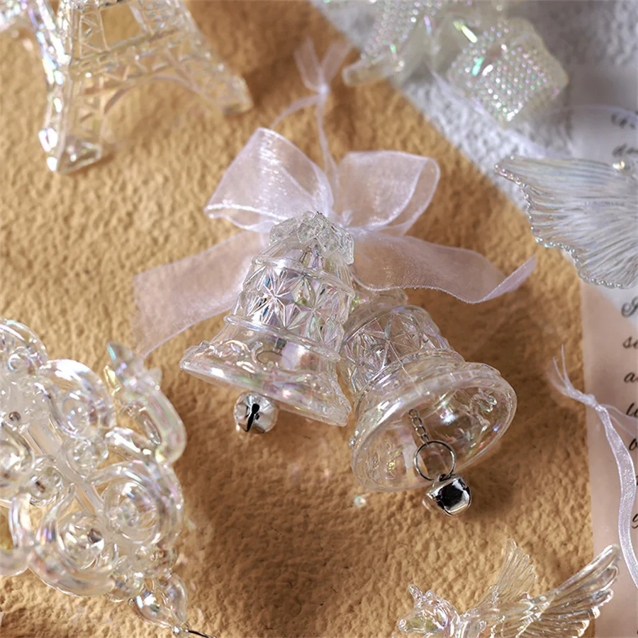 New Transparent Colorful Christmas Pendant Bell Carriage Acrylic Crystal Pendant Christmas Decoration