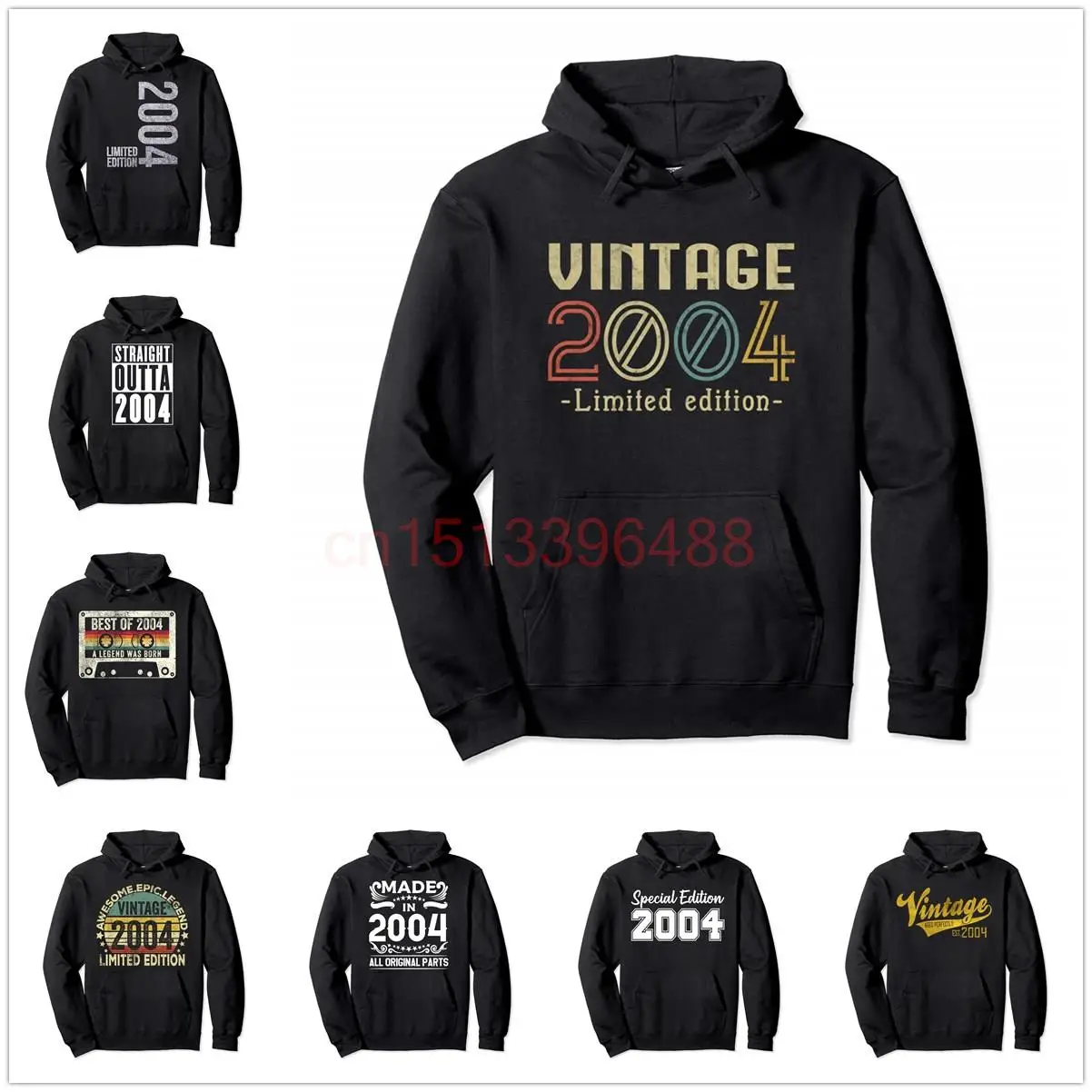 95% Cotton 19th Birthday 19 Years Retro Vintage 2004 00's Gift Pullover Hoodie Sweatshirt Men Women Tracksuit Clothing