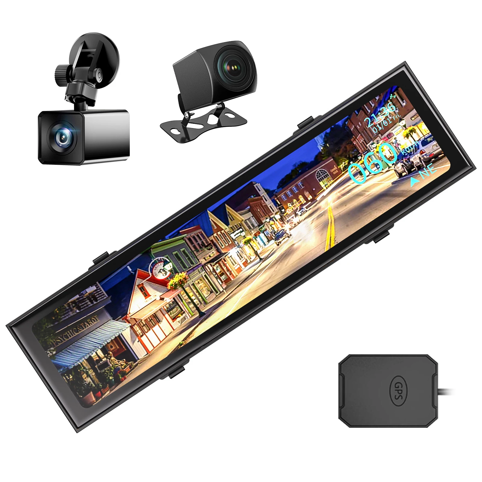 

11.26inch Black Box 4k Car Dash Cam Recorder with Gps Wifi Dual Camera