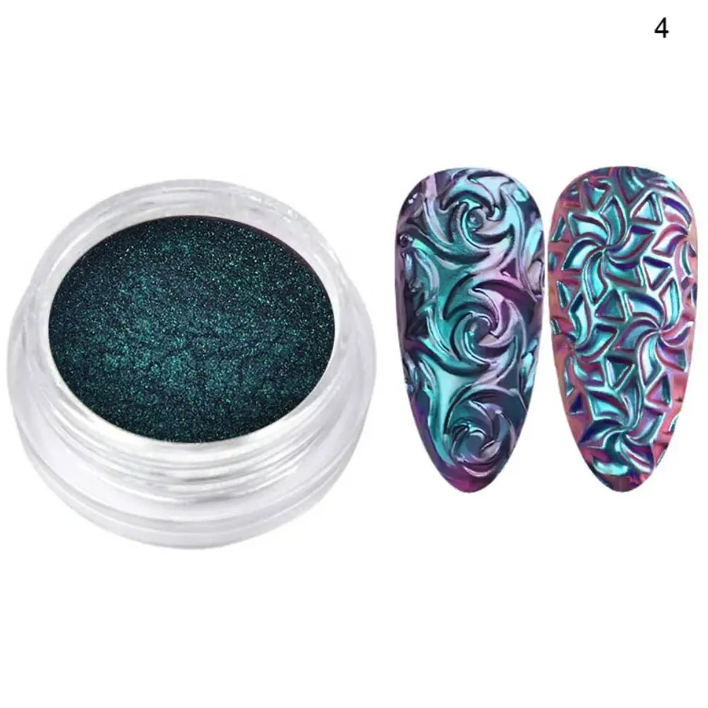 1 doos Kameleon Groen Chroom Nagelpoeder Color-Shift Magische Spiegel Nail Glitter Pigment Manicure Wrijven Stof Gel Polish decoratio