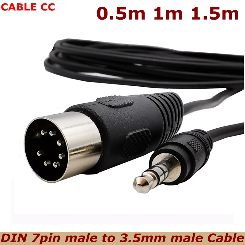 1m 7-Pin Din Male to 3.5mm 1/8-inch Stereo Audio Cable for Computer, TV, Phone, MP3, MP4 Audio and Video Cable