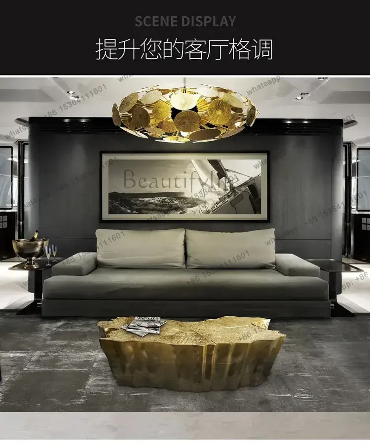 YJ Italian Light Luxury Tree Root Coffee Table Etching Stainless Steel Coffee Table Modern Special-shaped Designer Fashion