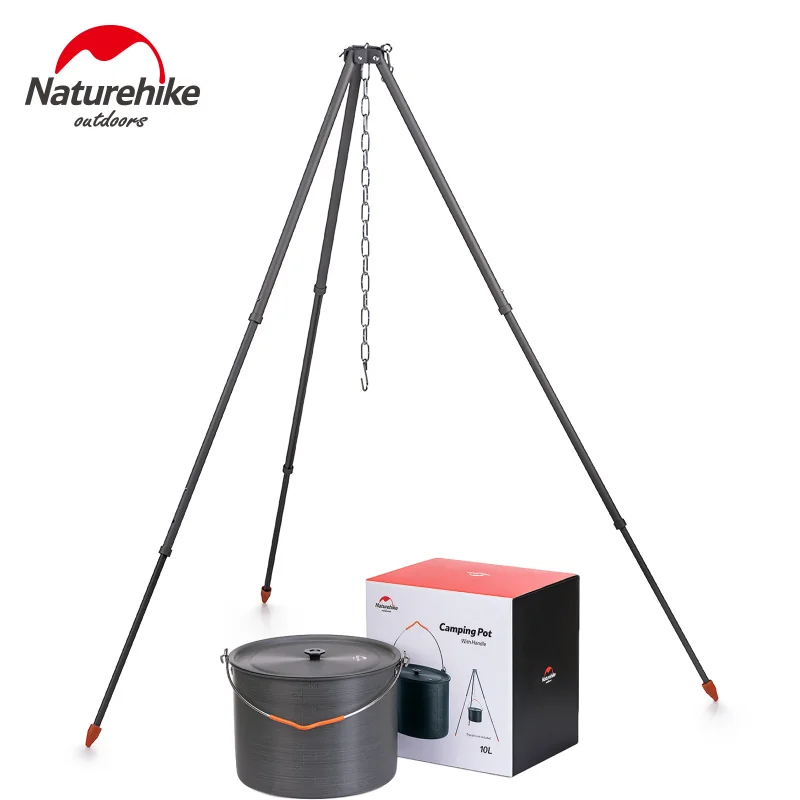 

Naturehike 10L Camping Cookware Large Capacity Picnic Hanging Pot Tourist Cookware 1.1Kg Ultralight Aluminum Alloy Portable Pot