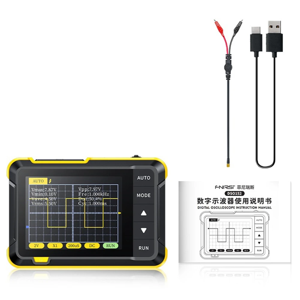 Osciloscopio FNIRSI DSO 152 Mini osciloscopio portátil Osciloscopio digital portátil para principiantes Enseñanza y reparación,A